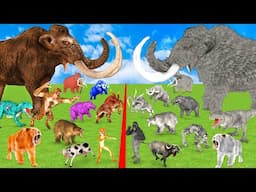 Prehistoric Mammals vs White (Albino) Mammals Itself vs White Mammoth vs Woolly Mammoth Animal Epic