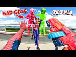 TEAM SPIDER-MAN Bros Nerf War vs BAD GUY TEAM! (FUNNY COMEDY PARKOUR POV)