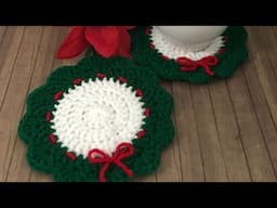 🎄Navidad Crochet🎄PortaVasos en Corona Navideña muy fácil.. #handmade #tutorial #crochet