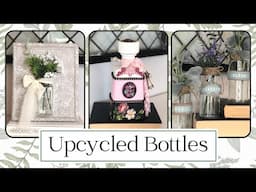 Beautifully Upcycled Bottles and Jars Using IOD Stamps, Moulds, and Rose Chintz Paint Inlays