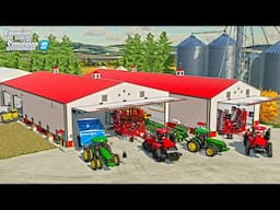 NEW 80X200 MACHINE SHED ON GIANT AMERICAN FARM! EXPANDING THE FARM | FS22