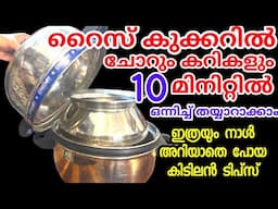 റൈസ് കുക്കറിൽ ചോറും രണ്ട് കറികളും പത്തു മിനിറ്റിൽ ഒന്നിച്ച് റെഡിയാക്കാം | Thermal Rice Cooker|Tips