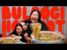 HUGE HOMEMADE KOREAN BBQ BULGOGI HOT POT  MUKBANG 먹방 EATING SHOW! | MONDAY MUNCHIES