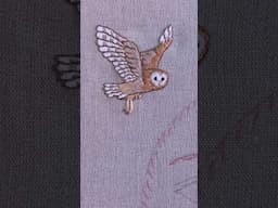 Embroidering a barn owl 🦉 #embroidery #craft #owl #handstitch #asmr #sewing