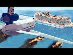 Airplane Crashes Into Big Ship After Engine Exploded - Emergency Landings | Besiege Plane Crash