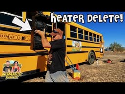 Skoolie Bus Heaters Removed & Floor Demo ~ We Found DRY ROT!