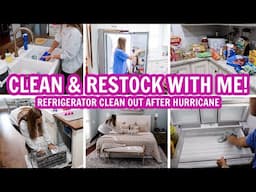 CLEAN & RESTOCK WITH ME | REFRIGERATOR CLEAN OUT AFTER HURRICANE HELENE!