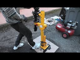 Changing a front shock absorber with a low-priced hydraulic compressor