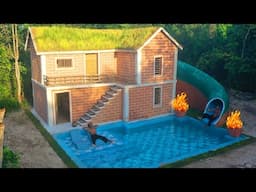 120 Days Building Underground two-story House with water Slide To Swimming Pool