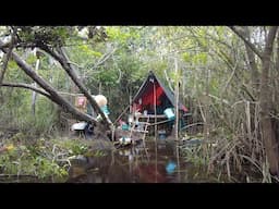 5 HARI 3 MALAM DI HUTAN RAWA, MEMBUAT SHELTER, BERBURU IKAN & PERANGKAP SERTA MONSTER TERKENA RAWAI.