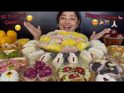 HAPPY DIWALI 2024 🎉🎊 MALAI SANDWICHES, MALAI RASGULLA, KALA JAMUN, RAJBHOG, KAJU SWEETS | MUKBANG