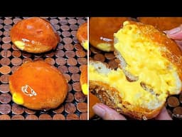 Custard filled donut | creme brulee | custard donuts eggless recipe | creme caramel recipe