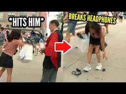 UNHINGED WOKE Woman Tries To SLAP Man & Ends Up Breaking Her Headphones