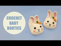 How To Crochet Baby Bunny Booties? l  3 Sizes ( 0-3m, 3-6m, 6-12m )