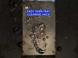 How to clean an oven tray with a dishwasher tablet.  #Science #CleaningHacks #Shorts