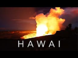 Hawai. Isla Grande y erupción volcánica.