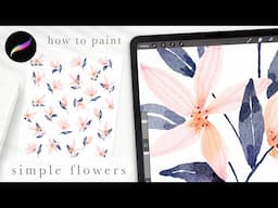 How to paint simple two-tone watercolor flowers in procreate 🌸 procreate tutorial for beginners