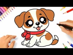 HOW TO DRAW A CUTE DOG KAWAII🐕 🐾