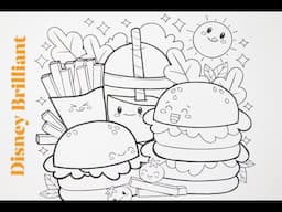 Kawaii Fast Food Emojis Relaxing and Calming Coloring l Disney Brilliant