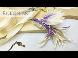 DIY satin ribbon art/how to make Bird brooch with satin ribbon