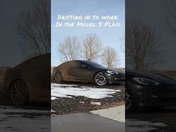 Drifting in to work in my Tesla Model S Plaid                    #teslaplaid #teslamodelsplaid