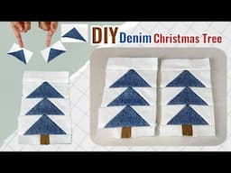 Sewing idea Christmas tree from jeans scraps, sewing gifts for Christmas Day