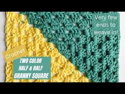 Two Color Granny Square Crochet Pattern Tutorial | Half & Half Granny is beginner friendly!