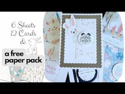 12 Cards 6 sheets with a FREE Bunny Hop paper pack | Cardmaking