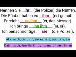 A1, A2, B1 - Deutsch lernen, Deutsche Grammatik, Pronomen, mich mir, dich dir, ihn ihm, sie ihr, uns