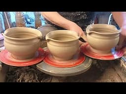 Making some simple Pottery Soup Bowls on the wheel.