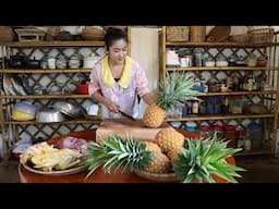 Sreypov Life Show: Harvest pineapple and prepare food for family - Yummy pineapple recipe