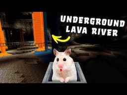 Hamster in Roller Coaster Underground & Lava River Maze 😲 in Minecraft