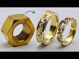 couple rings from a hex nut - learn to make jewelry