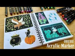 Ohuhu Acrylic Marker Easy Halloween Drawing Ideas │ ASMR 🪄