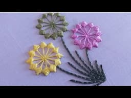 Wonderful Raised Herringbone Stitch Flowers Embroidery For Beginners Step By Step Guide