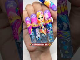 Lisa Frank AQUA NAILS??😍🌈🐬 #nails #nailart #lisafrank #symphony