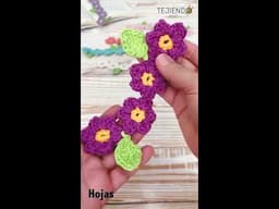 Cadena de flores tejida a crochet 🌸🌺🌼