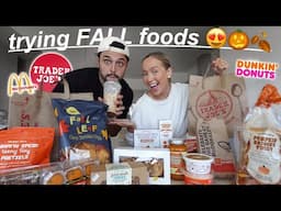 Taste Testing FALL FLAVOURED Food.. WOW😍🍂🎃! Trader Joes, McDonalds, Dunkin Donuts!