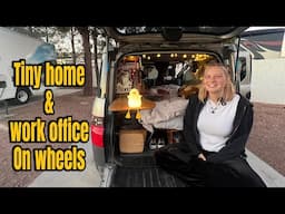 Living & working full time in her converted tiny Home on wheels - Honda