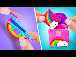 🌈🎒 DOLLS ARE BACK TO SCHOOL || Rainbow Mini Crafts