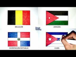 Drawing the Flag of Belgium, Jordan, Dominican Republic, Cuba