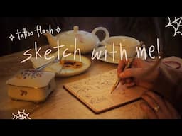 ✦ TATTOO FLASH sketch with me, PEACHTOBER | COTTAGETOBER | tattoober, week 3 ✦