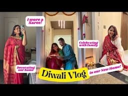 First Diwali in our New Home - I wore a Saree!!! | Aloo Puri, Pooja at home, Family time