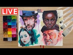 Gouache Portrait Painting Live! Brush Sale Ends Tonight!!!