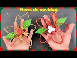 Manualidades para Navidad: Flores de NocheBuena con tubos de papel higiénico - Decoración de Navidad