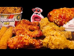 Fried Chicken & Seasoned Chicken, BlackBeanNoodles! 🍗🦐🍜 ASMR Mukbang Eating Show