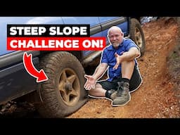 Changing a tyre on a steep hill