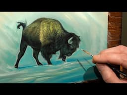 Oil Painting Time-lapse - Bison, Wildlife Study