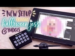 Drawing Time - New Setup, Halloween Jess, reviewing Huion Kamvas Pro 13 and making buttons