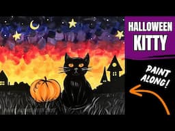 🐈‍⬛EP225- 'Halloween Kitty' easy Halloween acrylic painting tutorial black cat and pumpkin